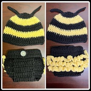 Crochet Bumble Bee Hat & Diaper cover